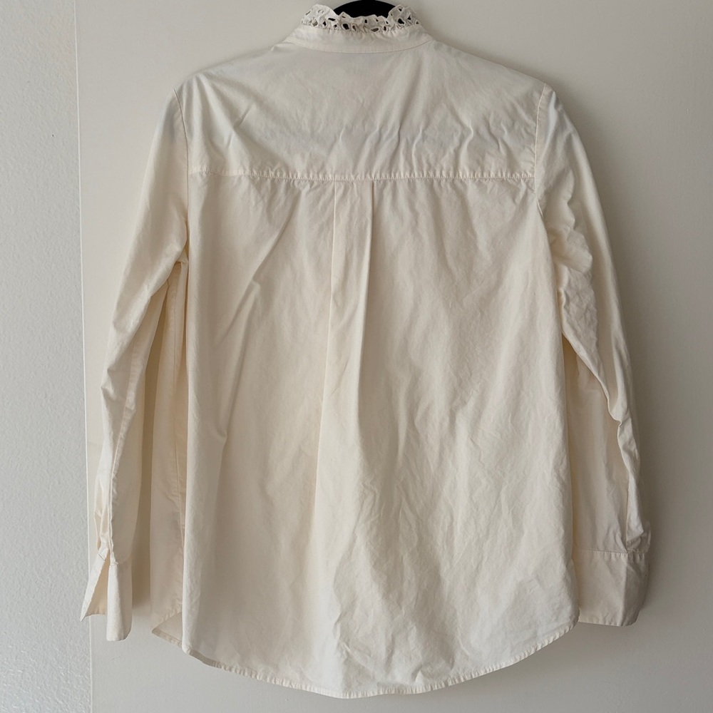 Chic Cream Ruffle Button Down Shirt - Picture 2 of 4